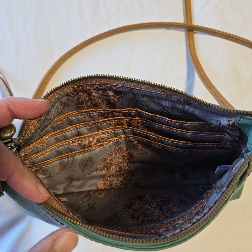 HOBO Teal Leather Crossbody with Tan Strap - Picture 7 of 14